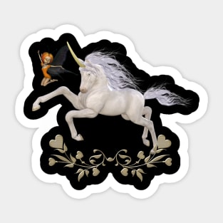 Cute little fayri with wonderful unicorn Sticker